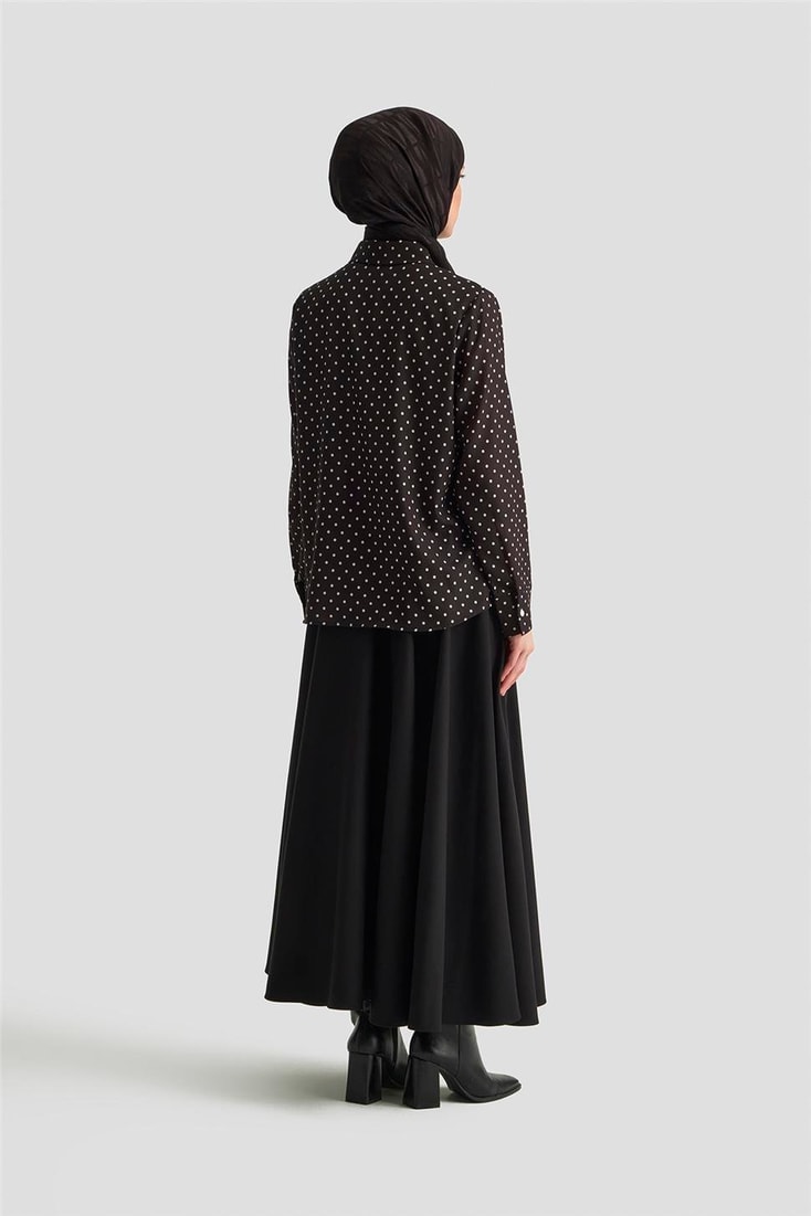 Armine Puantiyeli Gömlek 25KD1008 Siyah