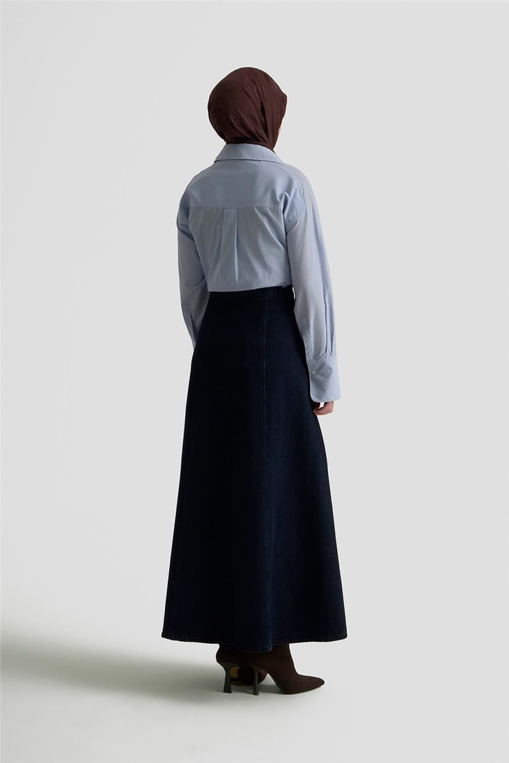 Armine Parçalı Denim Etek 25KD1010 Lacivert