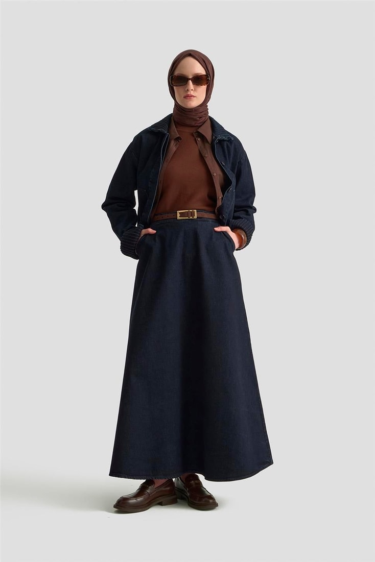 Armine Nervürlü Denim Takım 25KD1012 Lacivert
