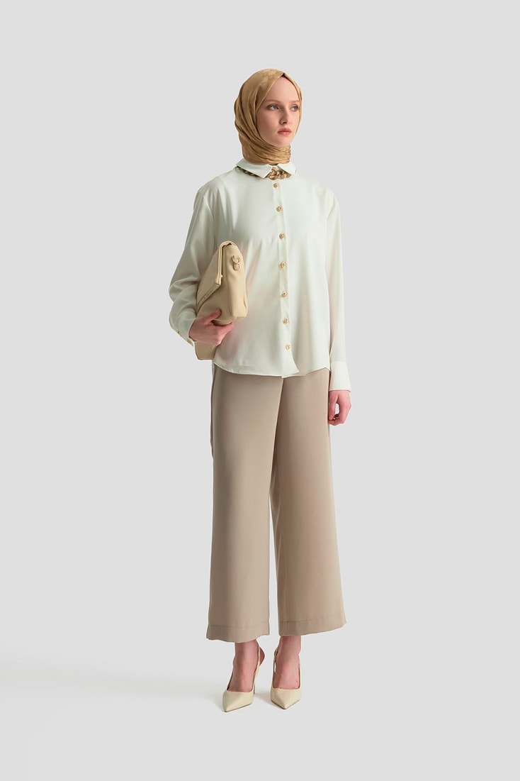 Armine Düz Kesim Pantolon 25KD1016 Bej