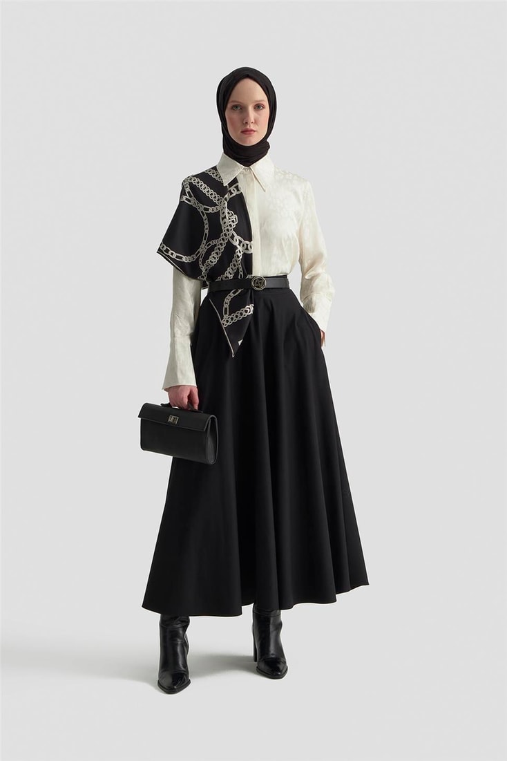 Armine Leopar Desenli Gömlek 25KM1021 Ekru