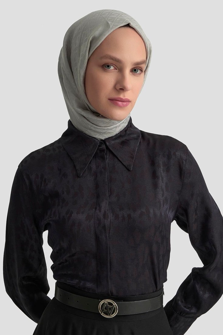 Armine Leopar Desenli Gömlek 25KM1021 Siyah