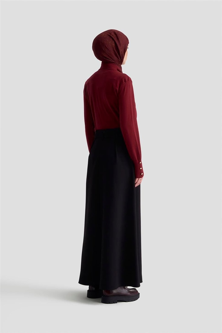 Armine Düğme Detaylı Çan Etek 25KM1023 Siyah
