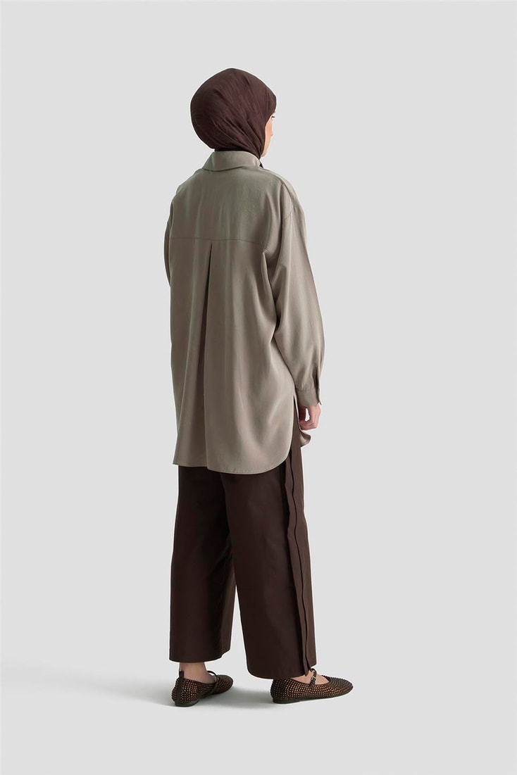 Armine Metal Düğmeli Gömlek 25KD1105 Vizon