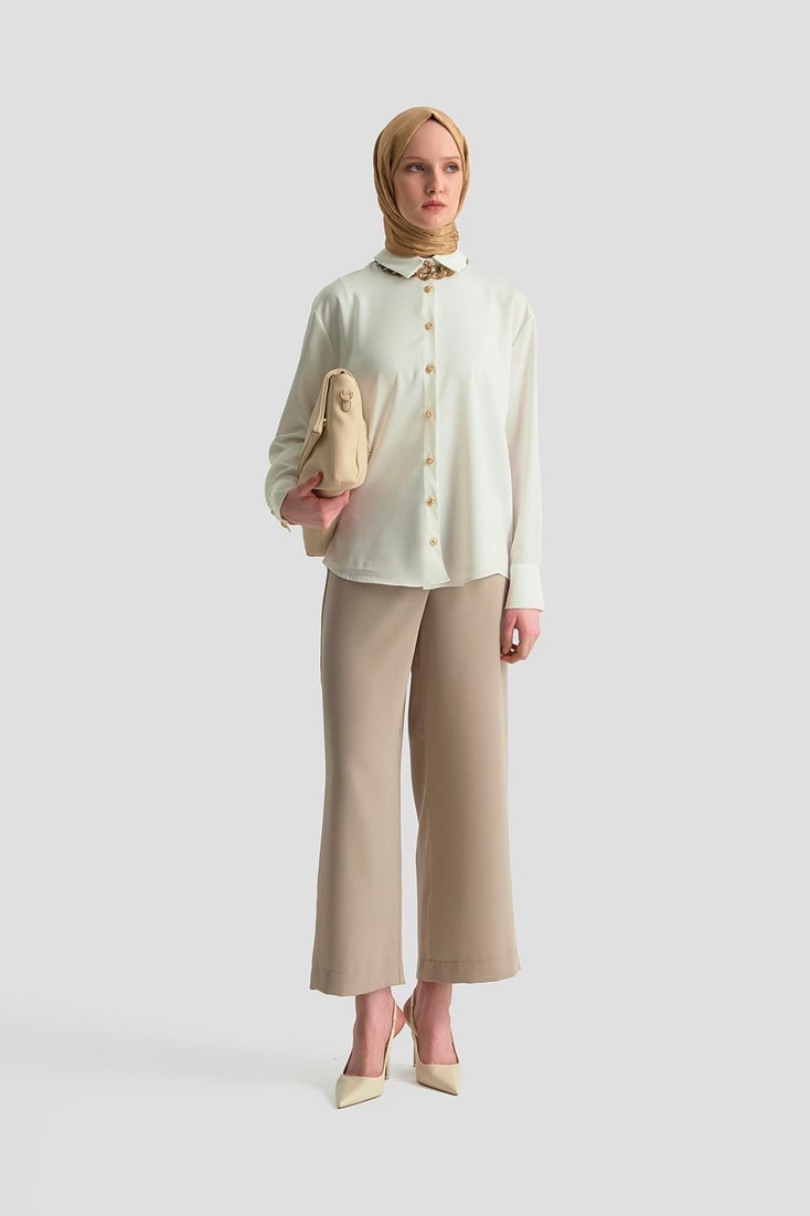 Armine Saten Gömlek 25KD1120 Ekru