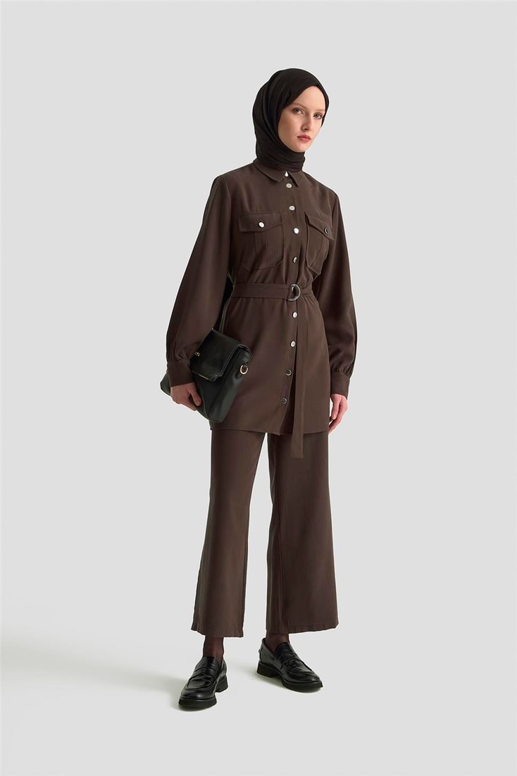 Armine Cepli Tunik Takım 25KD1306 Acı Kahve