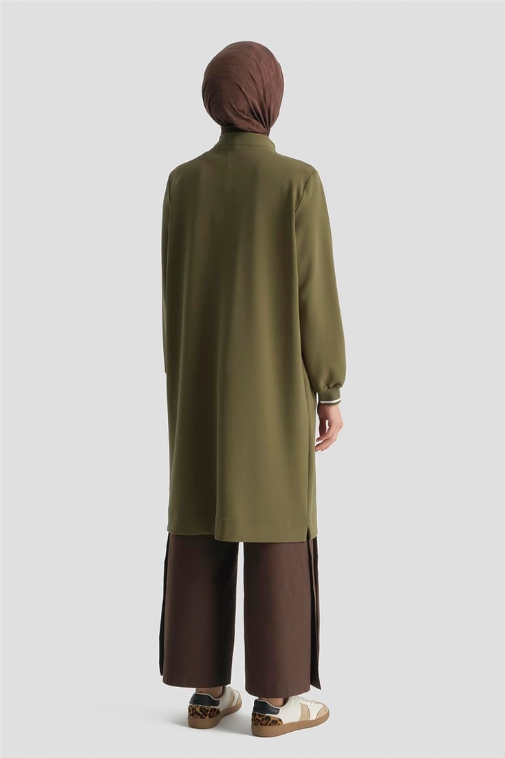 Armine Cep Detaylı Basic Tunik 25KT1453 Yağ Yeşili