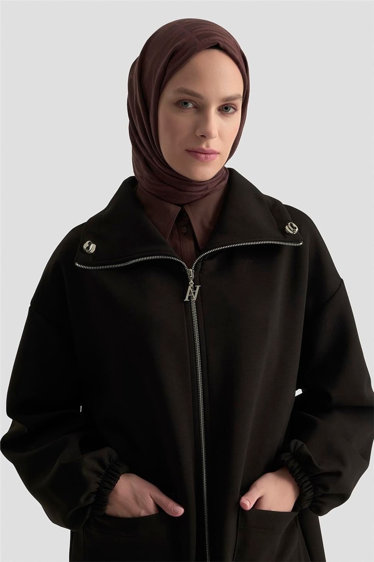 Armine Yüksek Yaka Örme Giyçık 25KD1503 Siyah