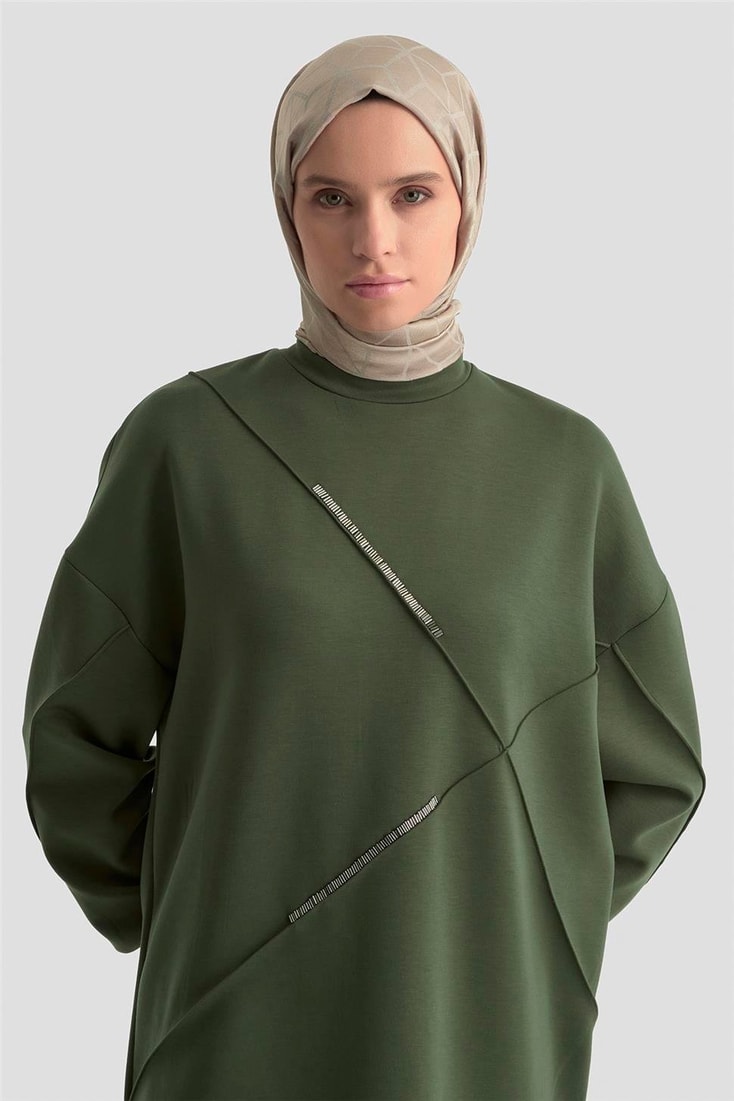 Armine İşlemeli Örme Takım 25KD1507 Haki