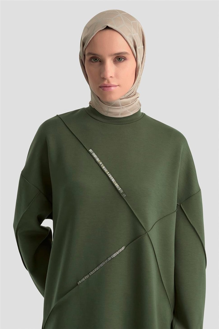 Armine İşlemeli Örme Takım 25KD1507 Haki