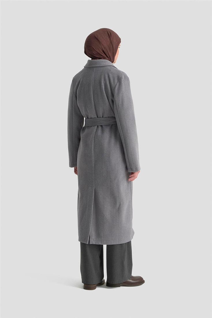 Armine Balıksırtı Desenli Kaban 25KD1606 Antrasit