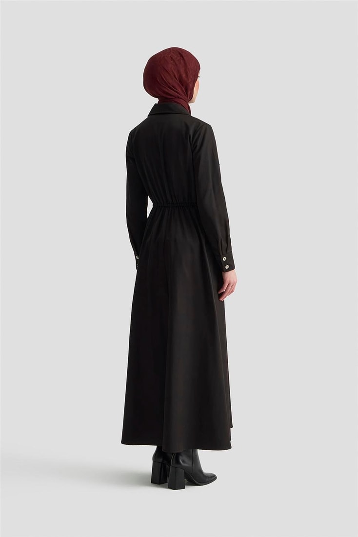 Armine Düğmeli Elbise 25KD1702 Siyah