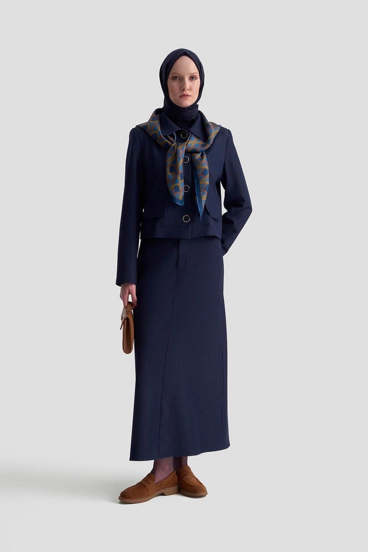 Armine Blazer Ceketli Tencel Takım 25KD1706 Lacivert