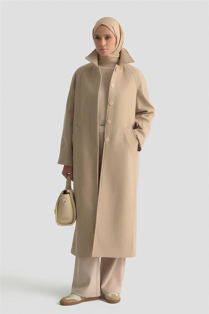 Armine Oversize Kaşe Manto 25KT1708 Bej