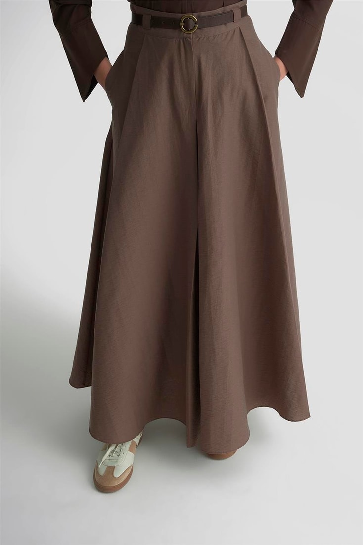 Armine Kemerli Ve Pileli Etek 25K1900 Kakao