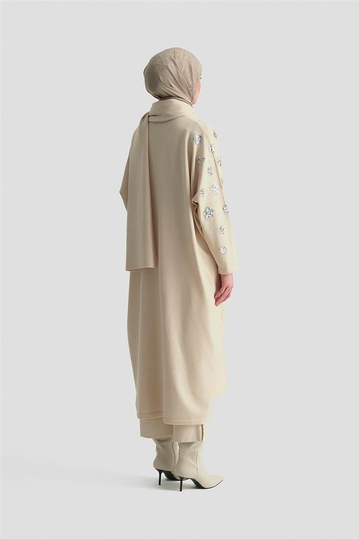 Armine Atkılı Triko Tunik 25KD2303 Bej