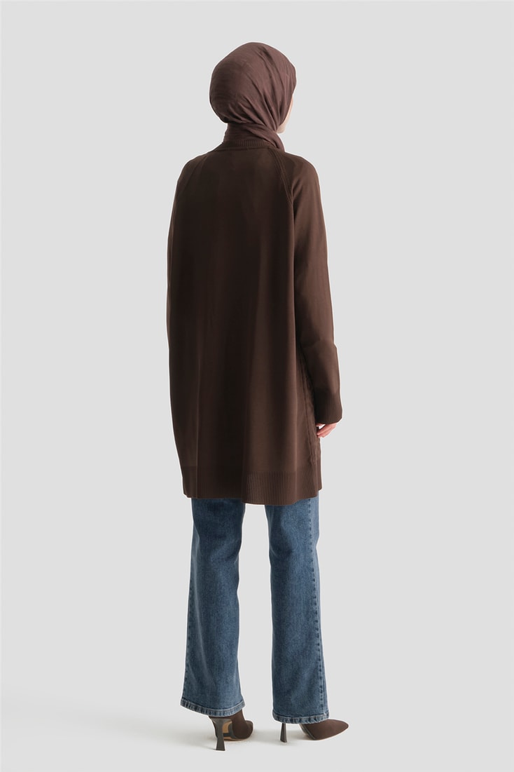Jakarlı Triko Hırka 25KD2306 Kahverengi