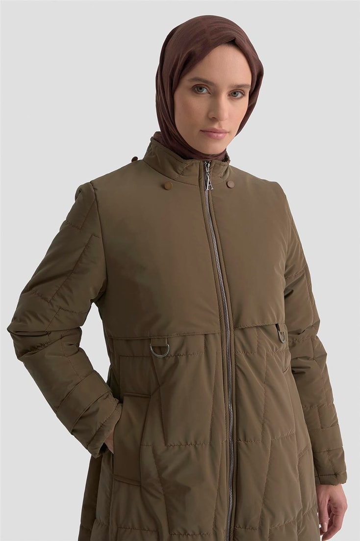 Armine Kapüşonlu Kapitone 25KD2402 Haki