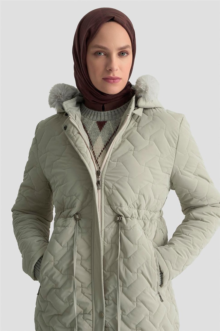 Armine Kürklü Kapitone Kaban 25KD2501 Taş