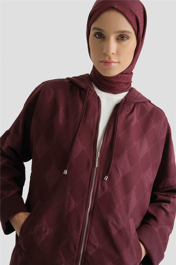 Armine Desenli Kapüşonlu Relax Takım BORDO