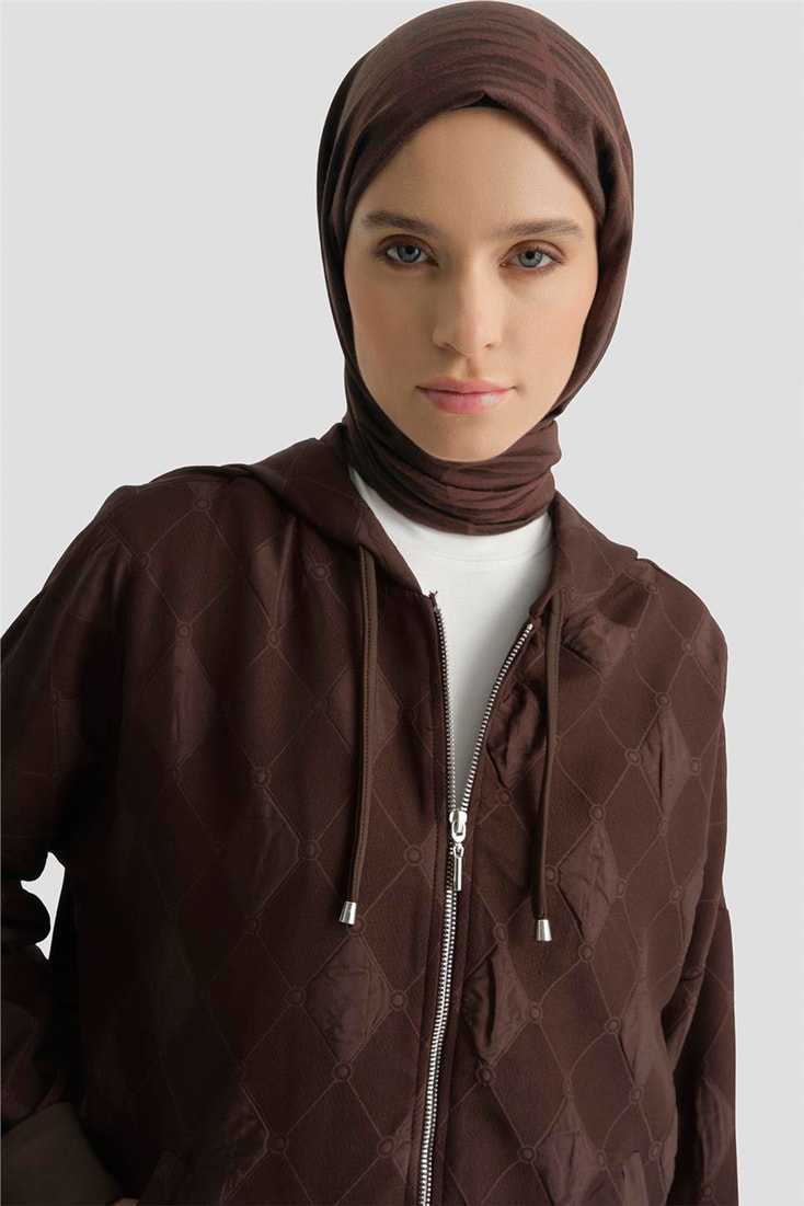 Armine Desenli Kapüşonlu Relax Takım Kahve