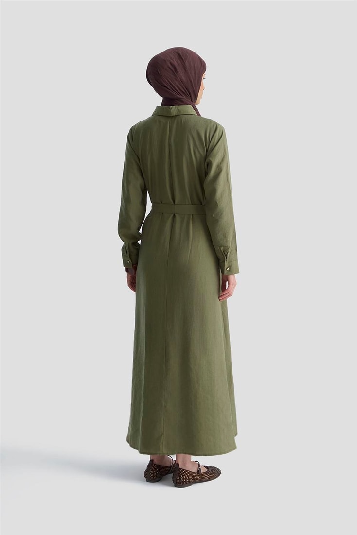 Armine Fermuar Detaylı Elbise 25KD4006 Haki