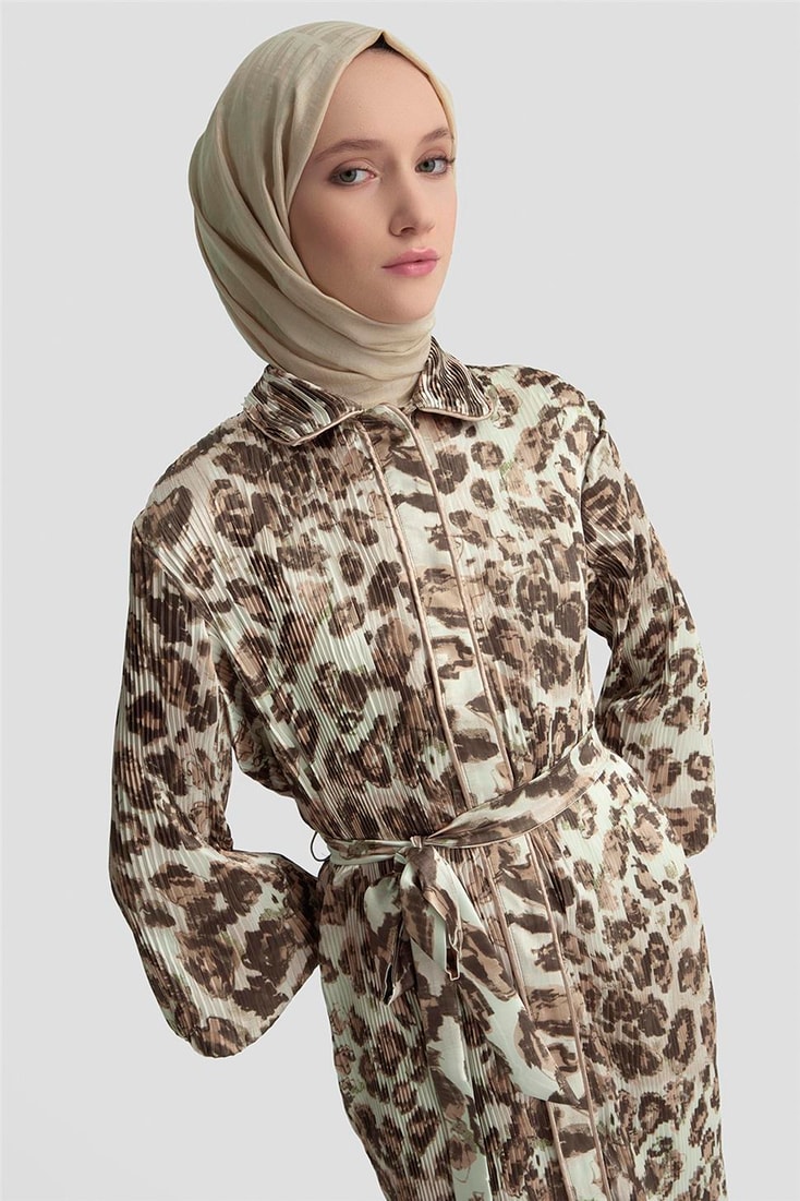 Armine Leopar Desenli Elbise 25KD4010 Camel 