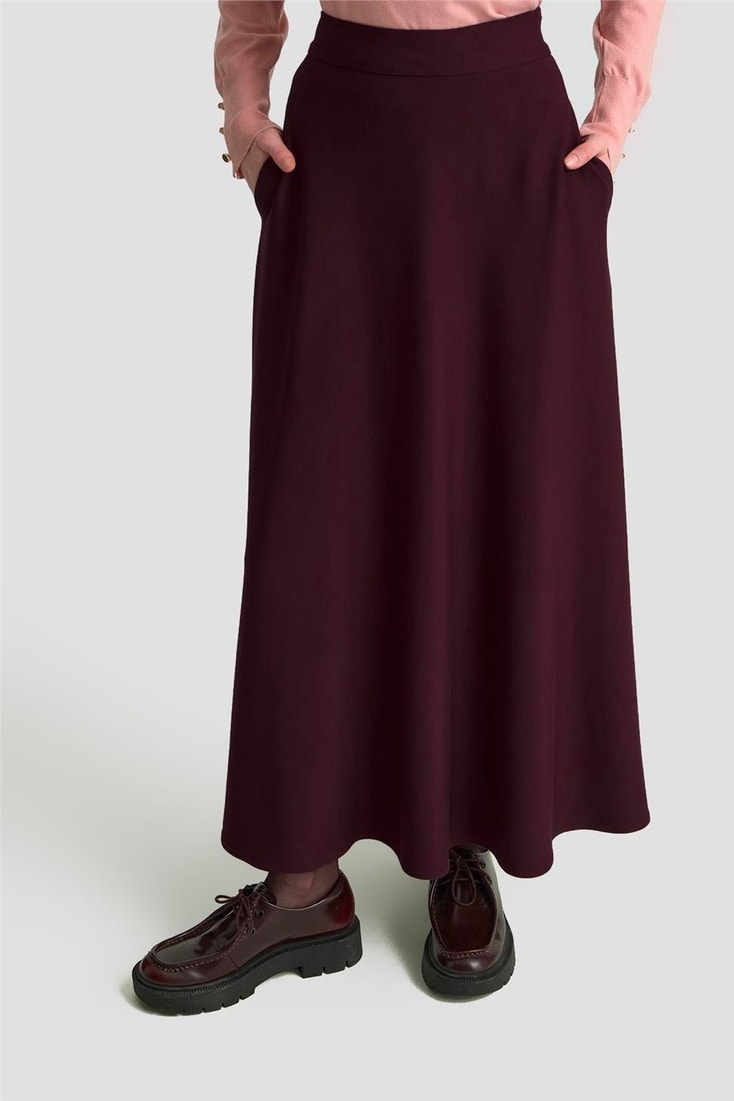 Armine Kloş Örme Etek 25KD4033 Mürdüm