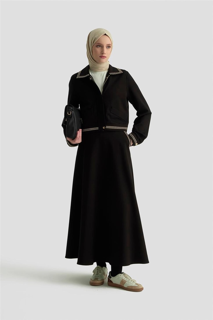 Armine Trok Ceketli Örme Takım 25KD4036 Siyah