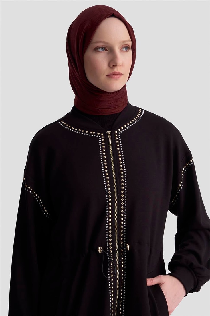 Armine Trok Detaylı Kap 25KD4038 Siyah