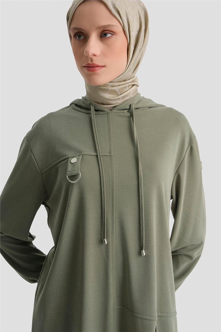 Armine Kapüşonlu Örme Takım 25KD4386 Haki