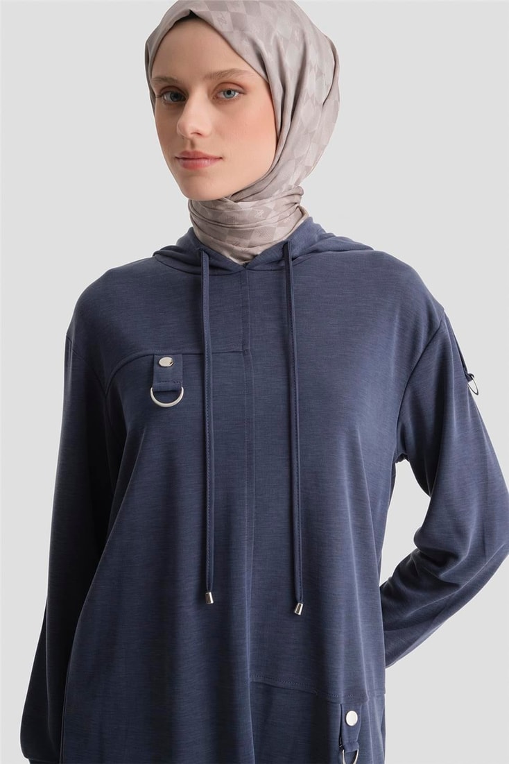 Armine Kapüşonlu Örme Takım 25KD4386 Lacivert