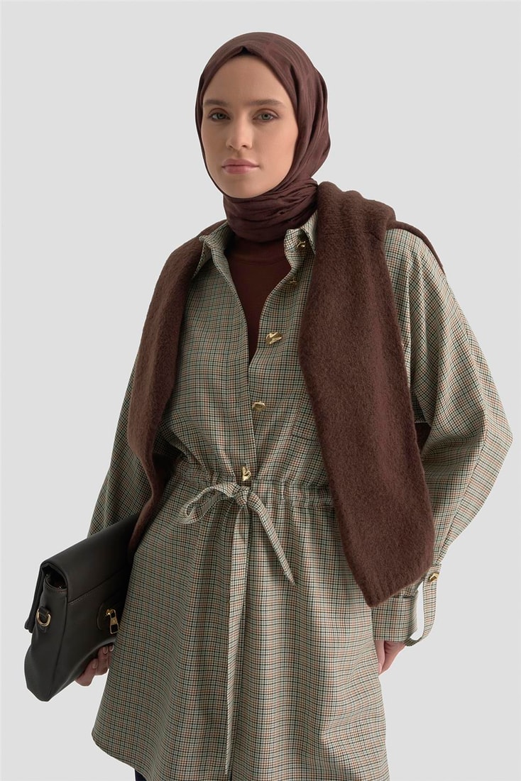 Armine Ekose Desen Büzgülü Tunik 25K4976 Ekose