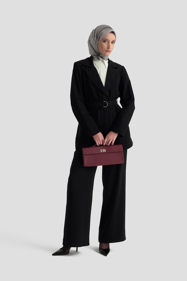 Armine Kemerli Ceket 25K5103 Siyah