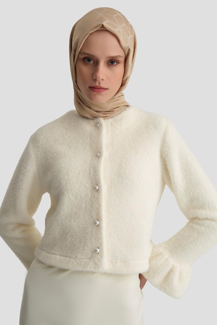 Armine Balon Kollu Hırka 25K5603 Ekru