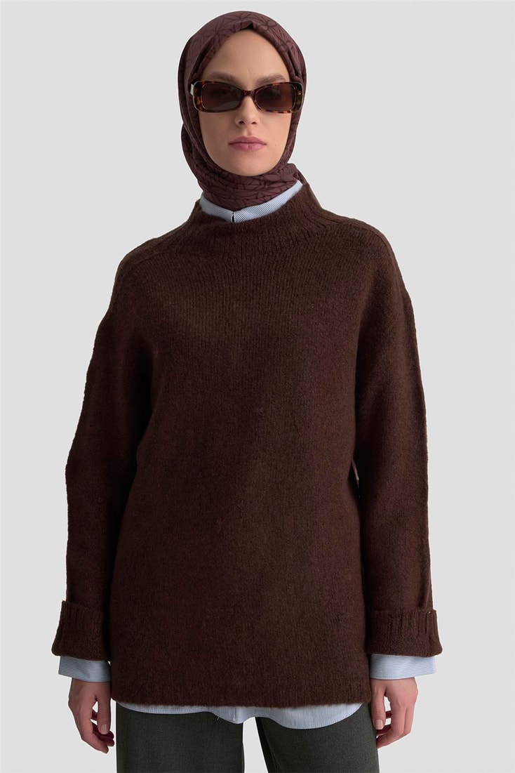 Armine Düz Triko 25KD6001 Kahverengi