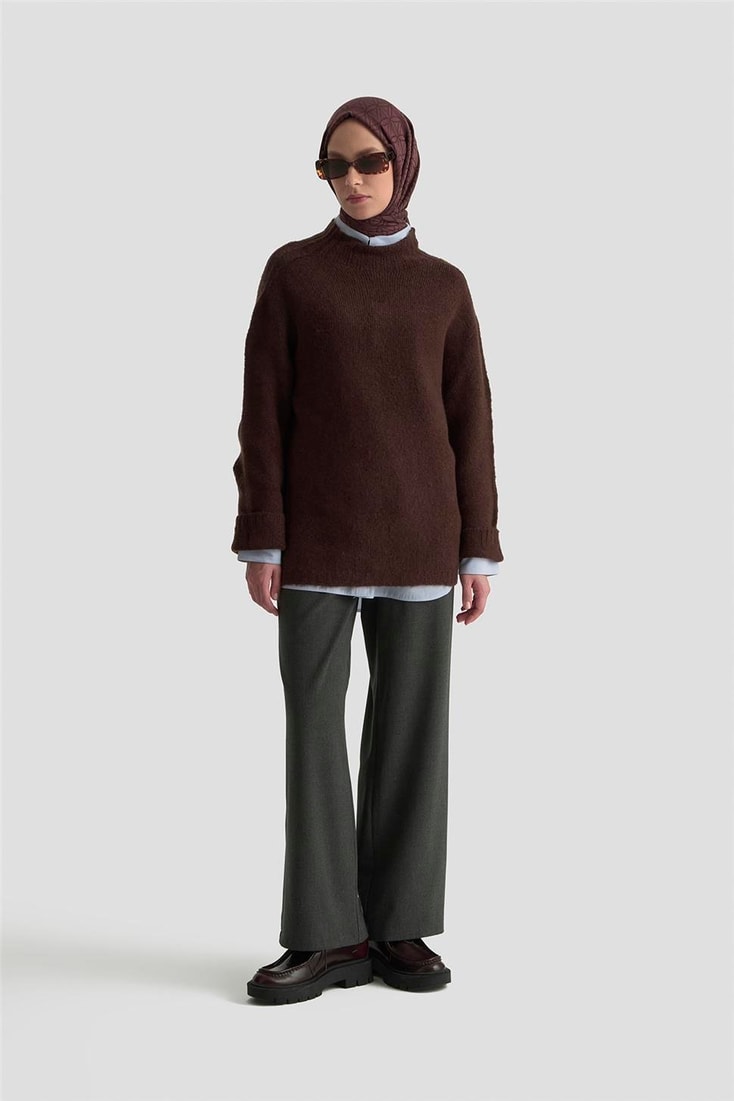 Armine Düz Triko 25KD6001 Kahverengi