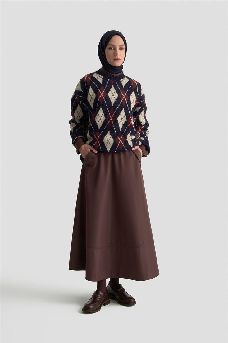 Armine Baklava Desenli Kazak 25KD6004 Lacivert