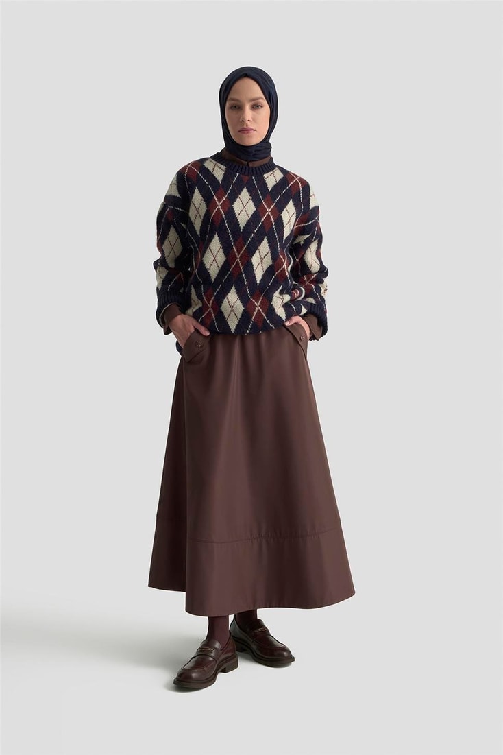 Armine Baklava Desenli Kazak 25KD6004 Lacivert