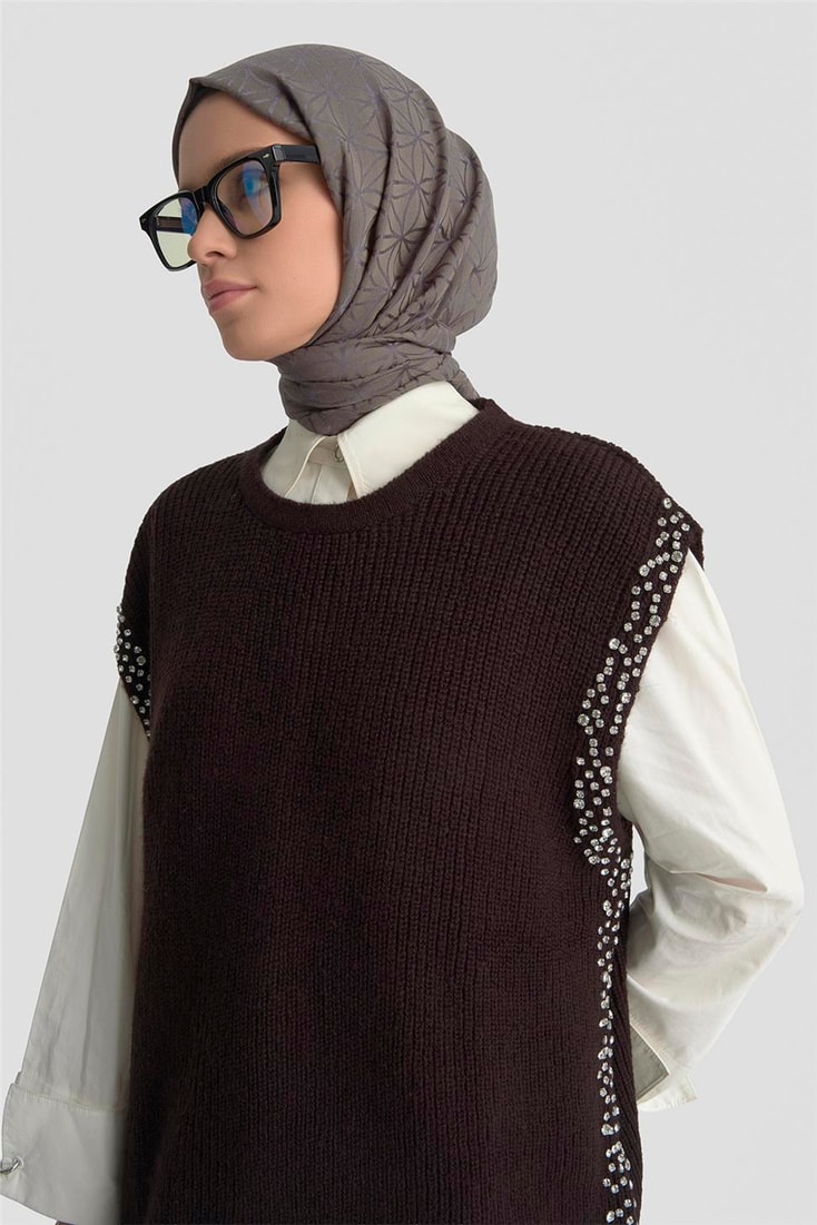 Armine Taş Detaylı Yelek 25KD6009 Siyah