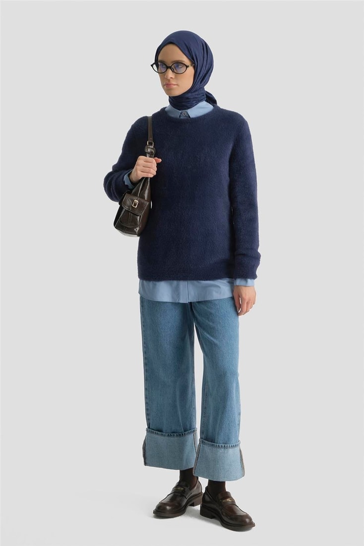 Armine Dokulu Basic Kazak 25KD6025 Lacivert