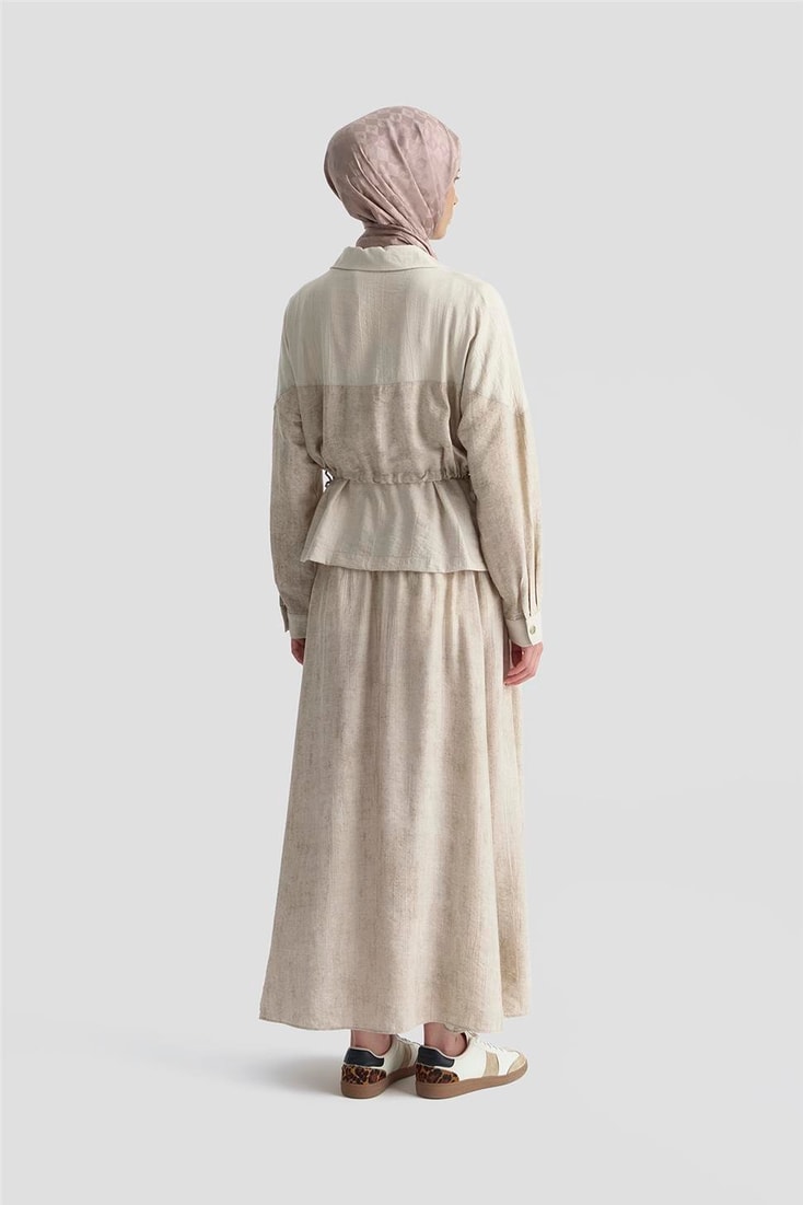 Armine Efekt Kumaşlı Ceketli Takım 25K6105 Vizon