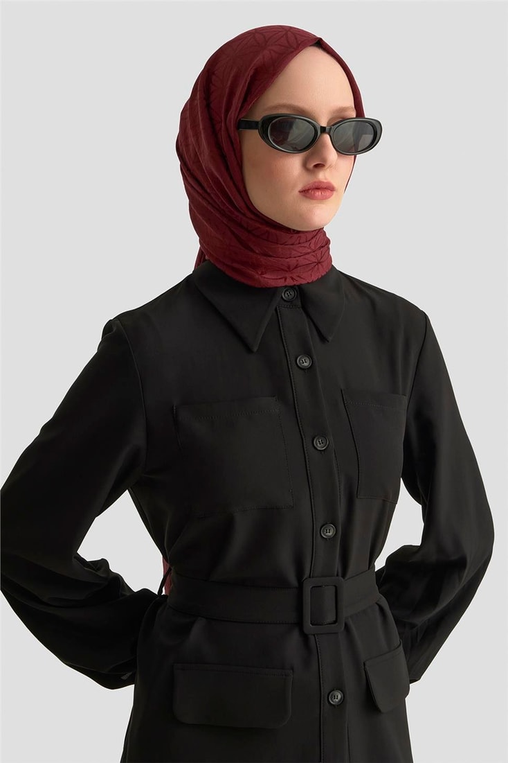 Armine Gömlek Yaka Önden Cepli Takım 25K6117 Siyah