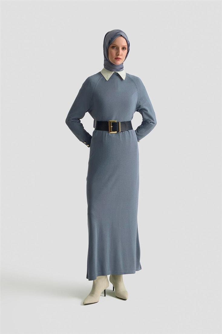 Armine Elbise 25KD7002 İndigo
