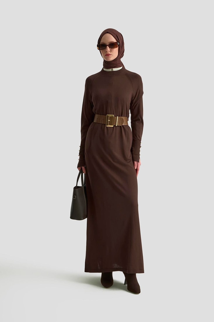 Armine Elbise 25KD7002 Acı Kahve