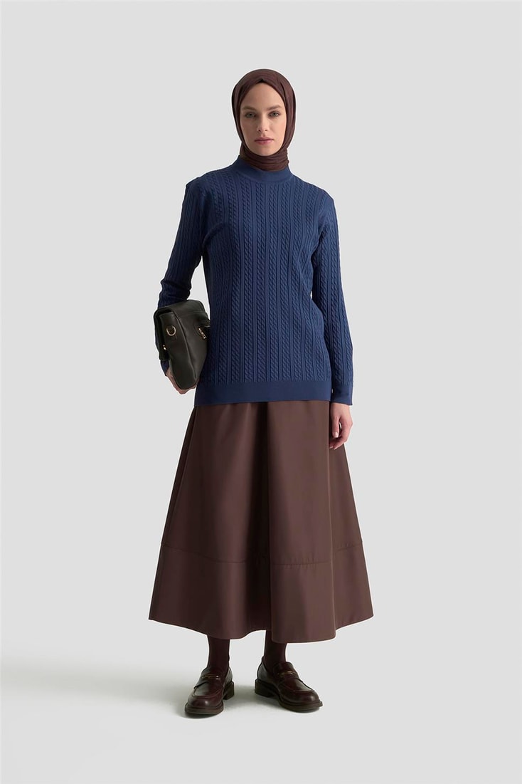 Armine Saç Örgü Kazak 25KD7005 İndigo