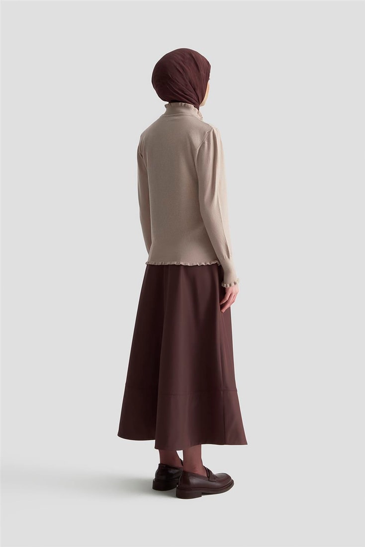 Armine Fırfır Detaylı Kazak 25KD7007 Taş