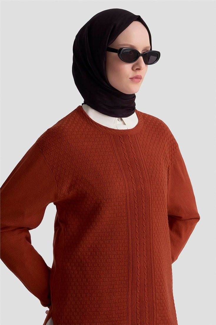 Armine Desenli Kazak 25KD7008 Kiremit