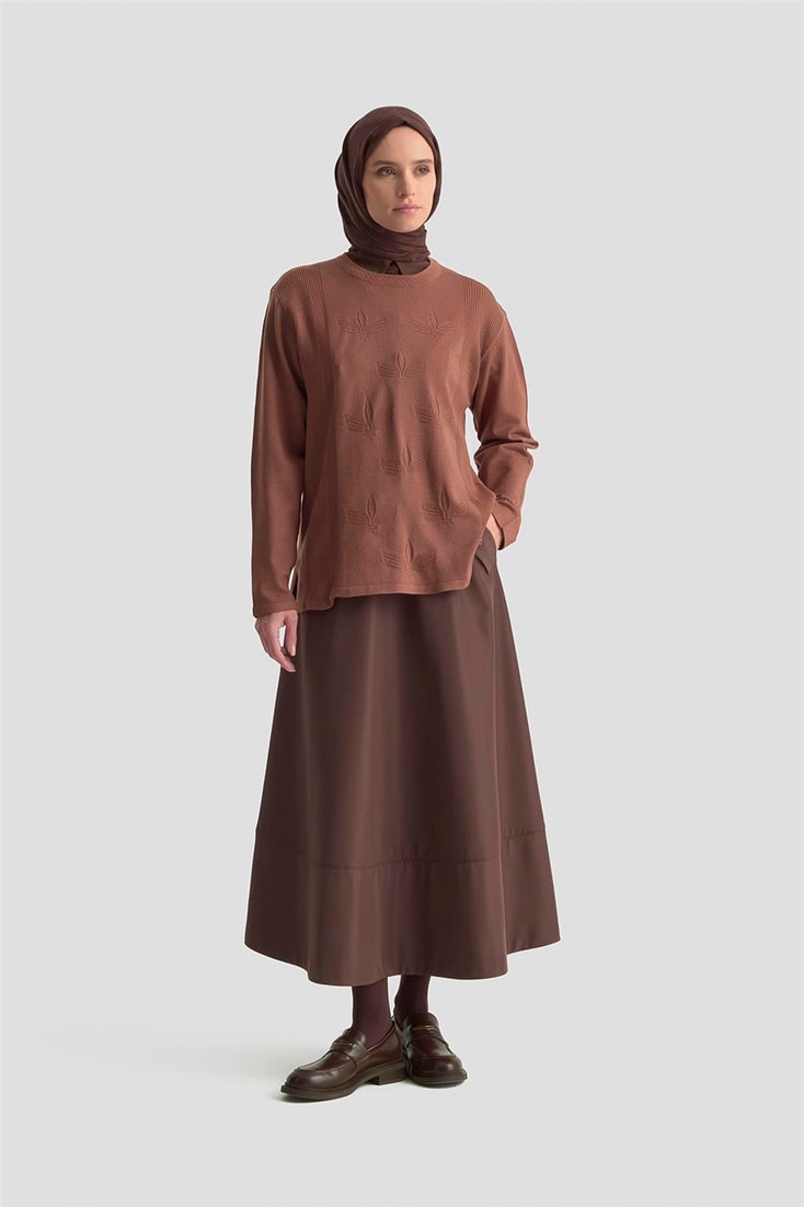 Armine Desenli Kazak 25KD7010 Gül kurusu