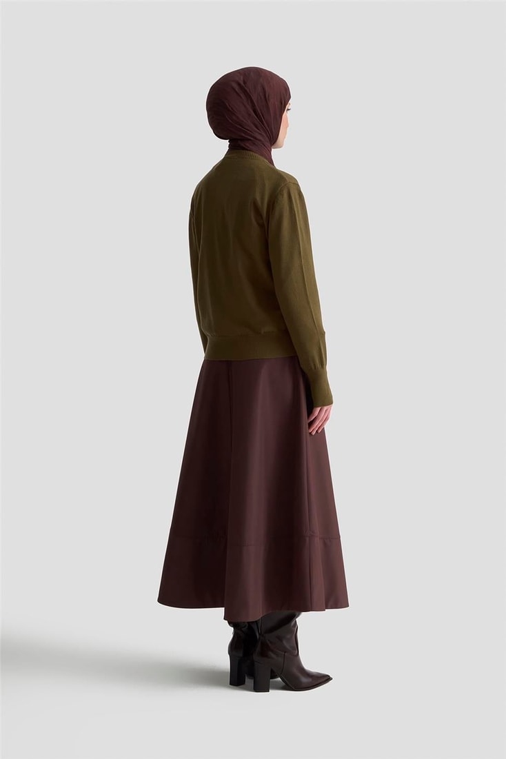Armine Düğme Detaylı Basic Hırka 25KD7012 Haki